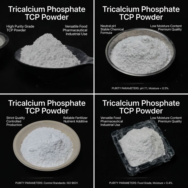 High Purity Tricalcium Phosphate Powder with Moisture Content < 1% and Neutral to Slightly Alkaline pH (7-8) for Food and Pharmaceutical Applications